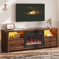 thumbnail image 3 of Bestier 71" Fireplace TV Stand for TVs up to 75" LED Entertainment Center with 23" Remote Control Electric Fireplace, Walnut, 3 of 11