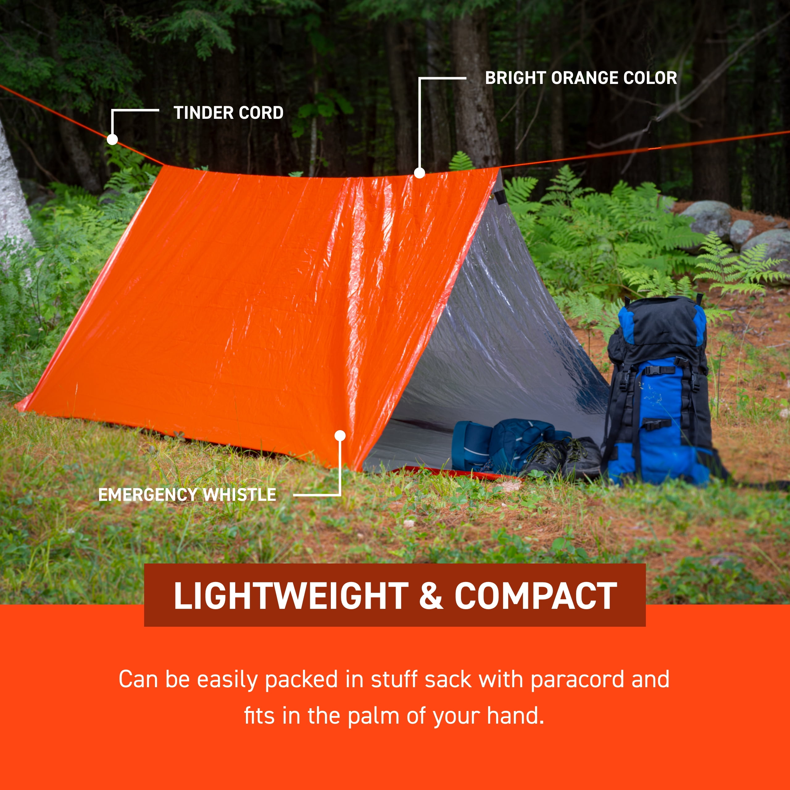 Survive Outdoors Longer Emergency Tent, Orange