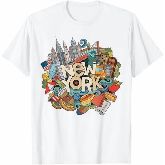 Greenink New York City Iconic Skyline T-Shirt Big Apple State NYC Classic Gift Shirt Women Men Graphic Tees