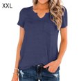 thumbnail image 3 of Qarigey Camisa de manga corta con cuello en V en la parte delantera para mujer Prendas para la parte del cuerpo Azul XXL Qarigey AP001699-16, 3 of 5