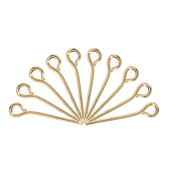 Uxcell Eye Pins Jewelry Making 200Pcs 21 Gauge 16mm 0.7mm Wire Iron Eye Pins Gold Plating Jewelry Making DIY Craft