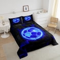 thumbnail image 4 of Lightening Soccer Comforter Sets Full Size Teens Adults,Ball Game Bedding Set,Sports Theme Bed Set,Geometric Grid Down Comforter Bedroom Decor, 4 of 7