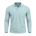 thumbnail image 3 of Fengqque Mens Casual Polo Shirt Summer Short Sleeve Vacation Button Beach Stretchy Golf Shirts Sky Blue L, 3 of 7