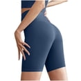thumbnail image 2 of lcziwo Womens High Waisted Yoga Short Workout Athletic Leggings Solid Color Butt Lifting Tummy Control Leggings Navy S, 2 of 10