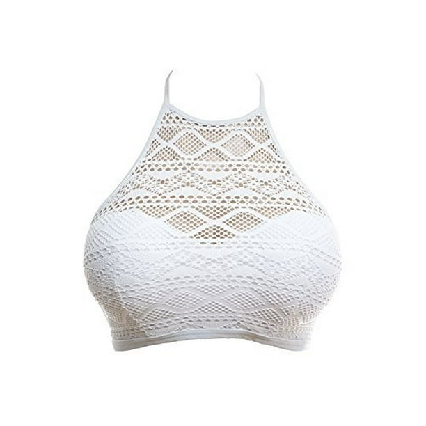 Freya Sundance Crochet Padded Underwire High-Neck Crop Top Bikini (3973 ...