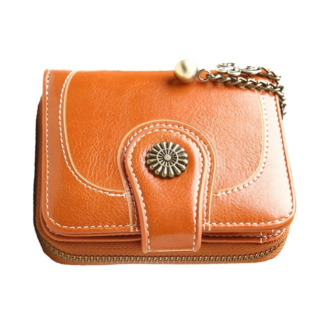 Cartera Corta Minnieouse para Niñas de Cuero PU Naranja