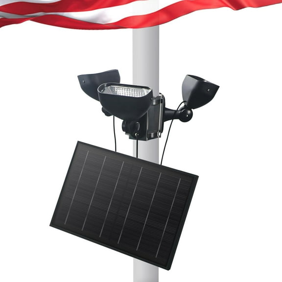 Solar Flag Pole Light for 15-40ft flagpole 3 Super-Spotlights 12000 MHA，Adjustable Clamps Fits 3-6''Diameter Inground Poles Flag Poles Coverage-Ligh