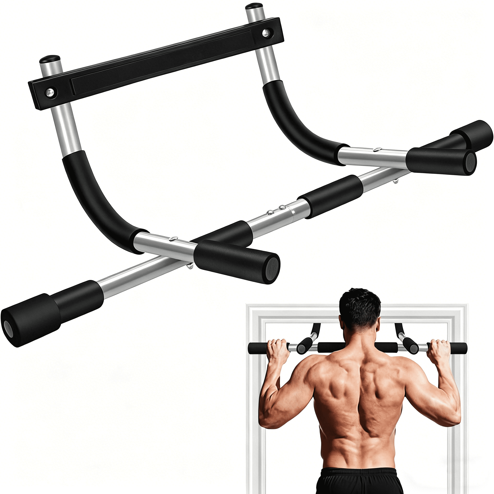 Upgrade Pull Up Bar for Doorway, Max Capacity 440 lbs Chin Up Bar, Portable Upper Body Workout Bar,  Hanging Bar for Exercise, Pullup Bars for Home