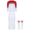 thumbnail image 2 of iiniim Kids Cheerleading Outfits Star Printed Tops with Shorts and Socks 3Pcs Cheer Leader Uniform Type B Red 120, 2 of 7