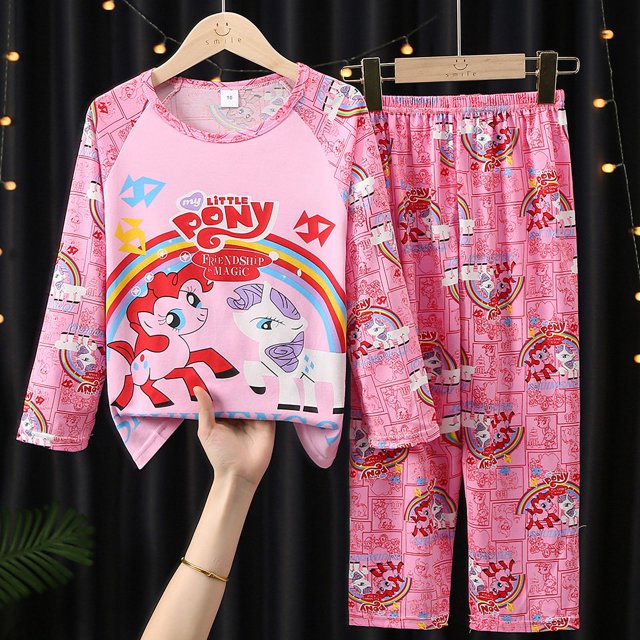 Pijamas para niños, conjunto de ropa para el hogar de manga larga para niñas de estilo coreano, ropa fina para aire acondicionado para bebés, ropa para niños de primavera y otoño