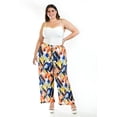 thumbnail image 1 of Pantalón de satén plisado Roman Fashion 2331 Amarillo estampado Talla 40, 1 of 7