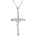 thumbnail image 1 of Collar AmorAime con forma de cruz de plata de ley 925 con piedra de nacimiento de 5A CZ, 1 of 6