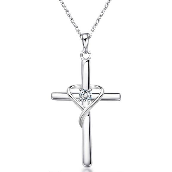 Silver Cross Necklace for Women Men 14K Gold Plated Birthstone Necklaces Rose Gold Necklace for Easter or Christmas
