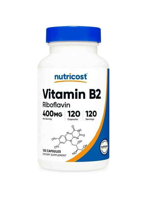 Nutricost Vitamin B2 (Riboflavin) 400mg, 120 Capsules, Supplement