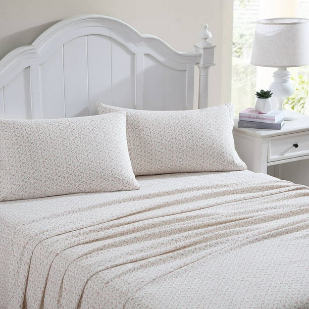Juego de Sábanas Laura Ashley de Franela de Algodón Evie Rosa King
