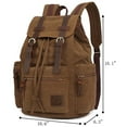 thumbnail image 2 of KAUKKO Vintage Casual Canvas and Leather Rucksack Backpack, 1Khaki, 2 of 5