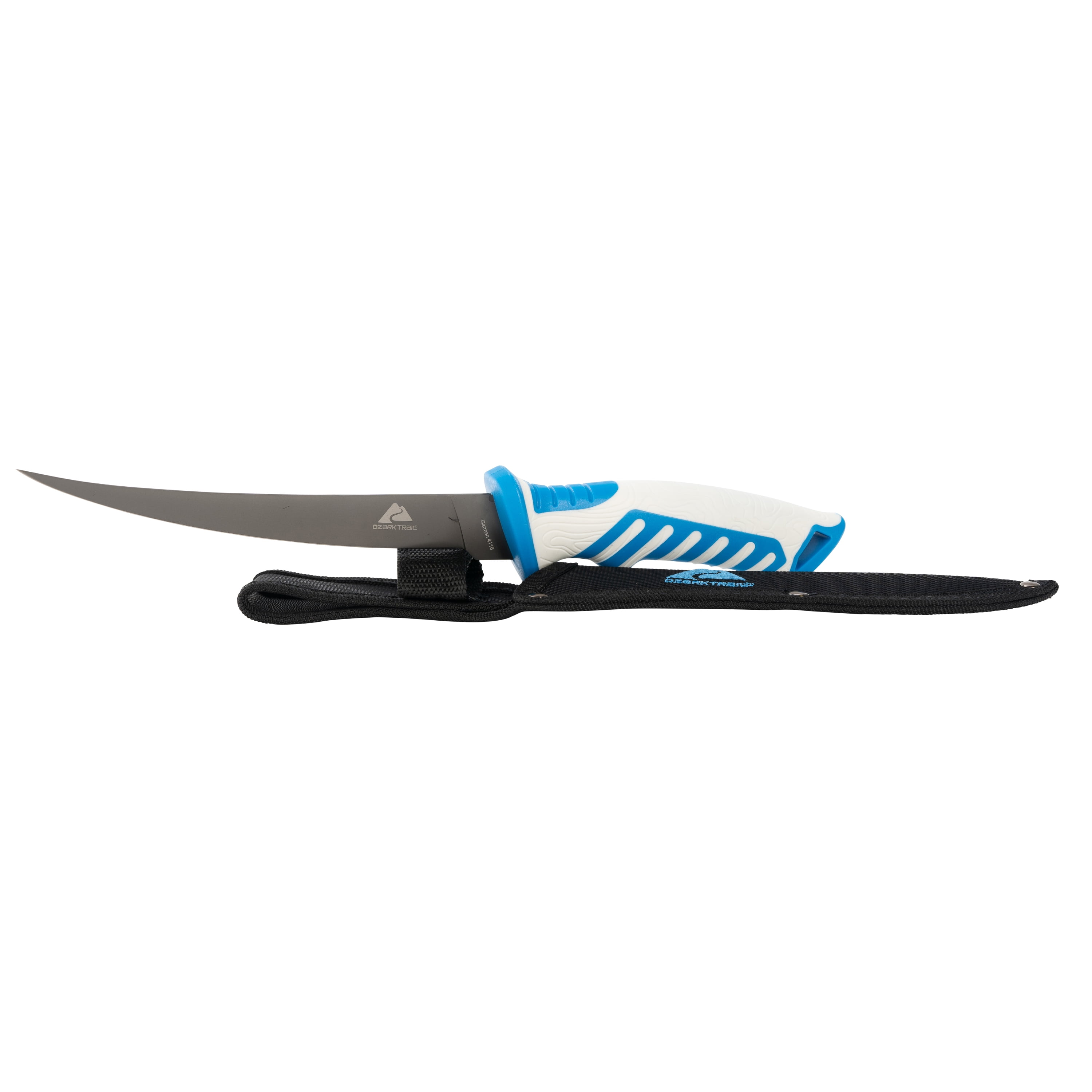 Ozark Trail Saltwater 7″ Fillet Knife, Straight Edge, Blue and White