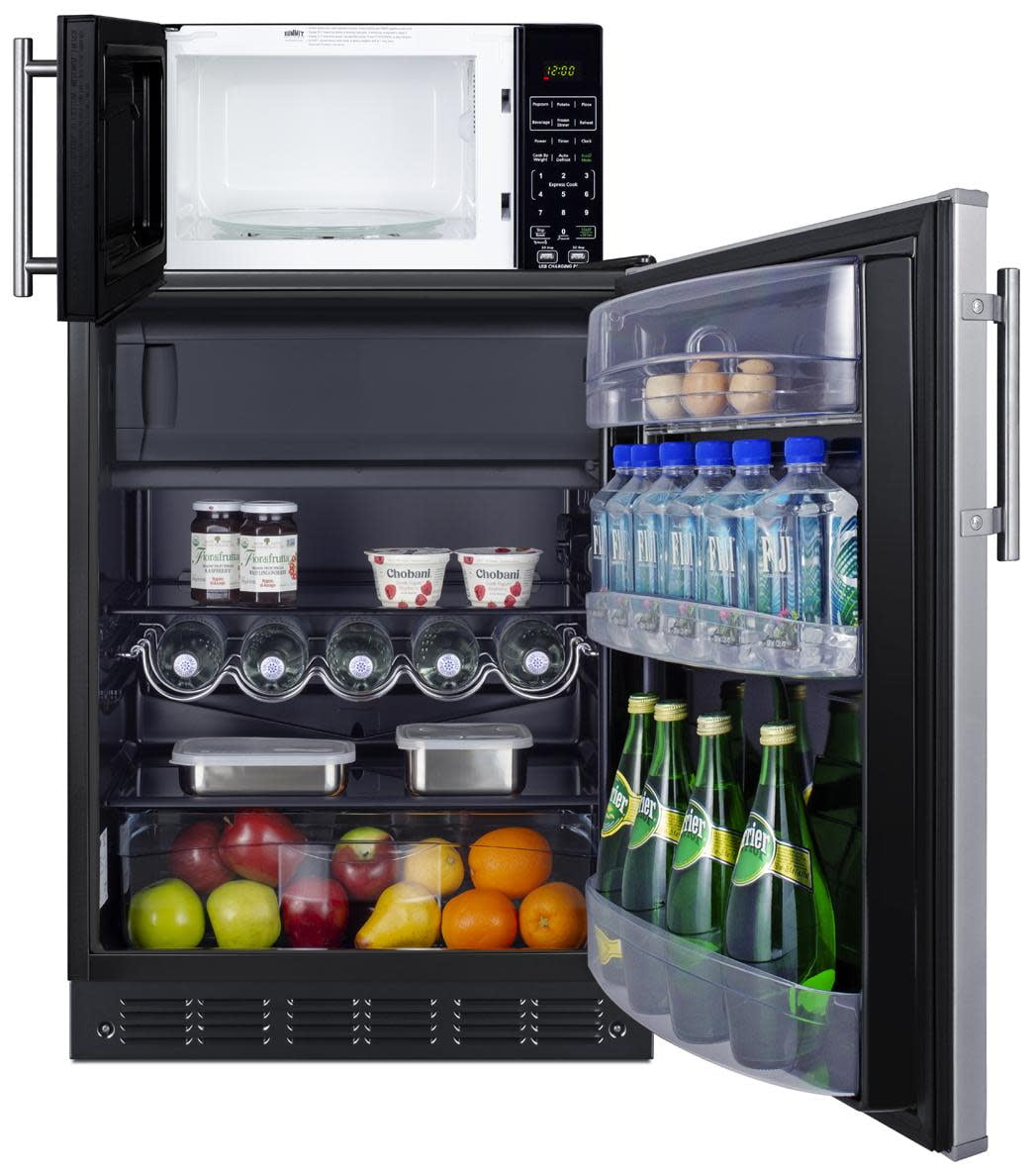 Combination refrigerator-freezer and microwave
