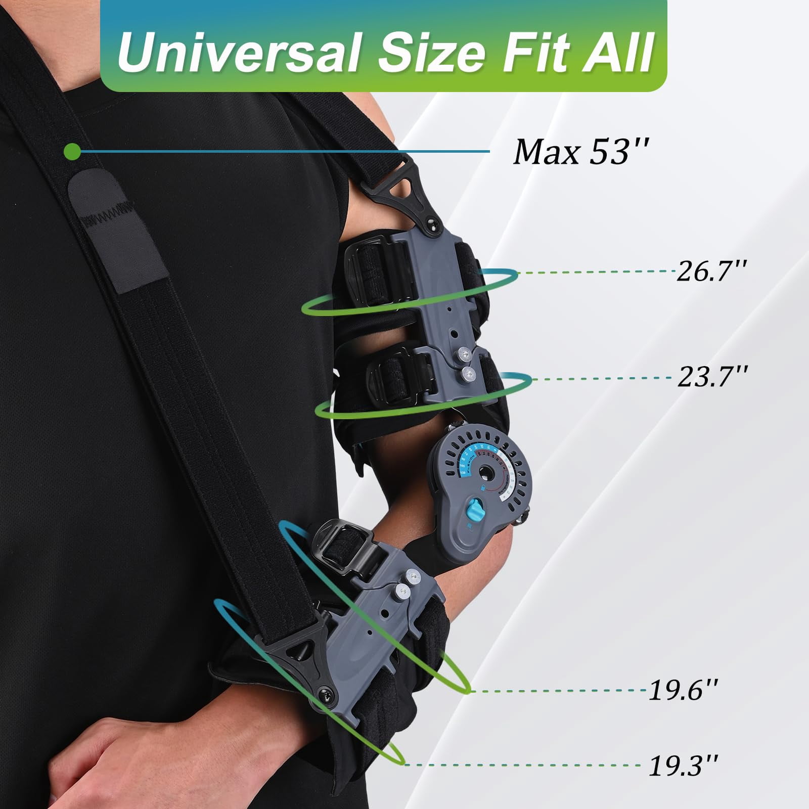 Insunen Hinged Elbow Brace, Adjustable Post OP ROM Elbow Brace with Sling Stabilizer Splint Arm Injury Recovery Support After Surgery (Right)