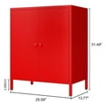 thumbnail image 3 of Small 2 Metal Storage Side Buffet Cabinet for Bed Room,Living Room,Entryway,Hallway,Home,Hotel,Office,Garage,Kitchen,1 Removable Shelf. (Metal Door, Red), 3 of 7