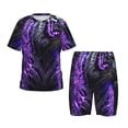 thumbnail image 1 of Balery Purple Plant White Tiger Conjunto de Pijama Infantil de Manga Corta con Estampado – Ropa de Dormir de Algodón Suave-4X-Large, 1 of 6