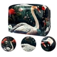 thumbnail image 2 of Swan Waterproof PVC Cosmetic Storage Bag with Zipper, Lightweight, Large Capacity, Printed Design - Travel Bag, Travel Pouch, Round Travel Cosmetic Bag, Travel Pouch for Ladies and Girls, 2 of 6