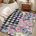 thumbnail image 4 of 3'x5' Area Rugs, Spring Floral Indoor Outdoor Area Rug for Living Room Bedroom, Black White Checkered Farmhouse Butterfly Washable Bathroom Rugs Kitchen Floor Carpet Mats Home Decor Aesthetic, 4 of 8