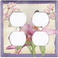 thumbnail image 3 of Metal Light Switch Plate Cover Antique Floral Hummingbird Home Sketch Purple FLW101, 3 of 13