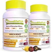 GoodlifePick Maca Root Capsules 150 Count with Black Pepper for Energy, Stamina & Vitality