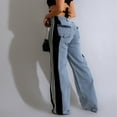 thumbnail image 3 of Two-Tone High-Waisted Wide-Leg Jeans with Striped Side Panels, 3 of 9