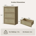 thumbnail image 5 of SICOTAS 34.2" Tall 3-Drawer Dresser Nightstand, Small Boho Rattan Chest of Drawers with Slide Rails, Wood Dresser Organizer, Modular Storage Cabinet for Bedroom & Living Room, Natural Oak, 5 of 7