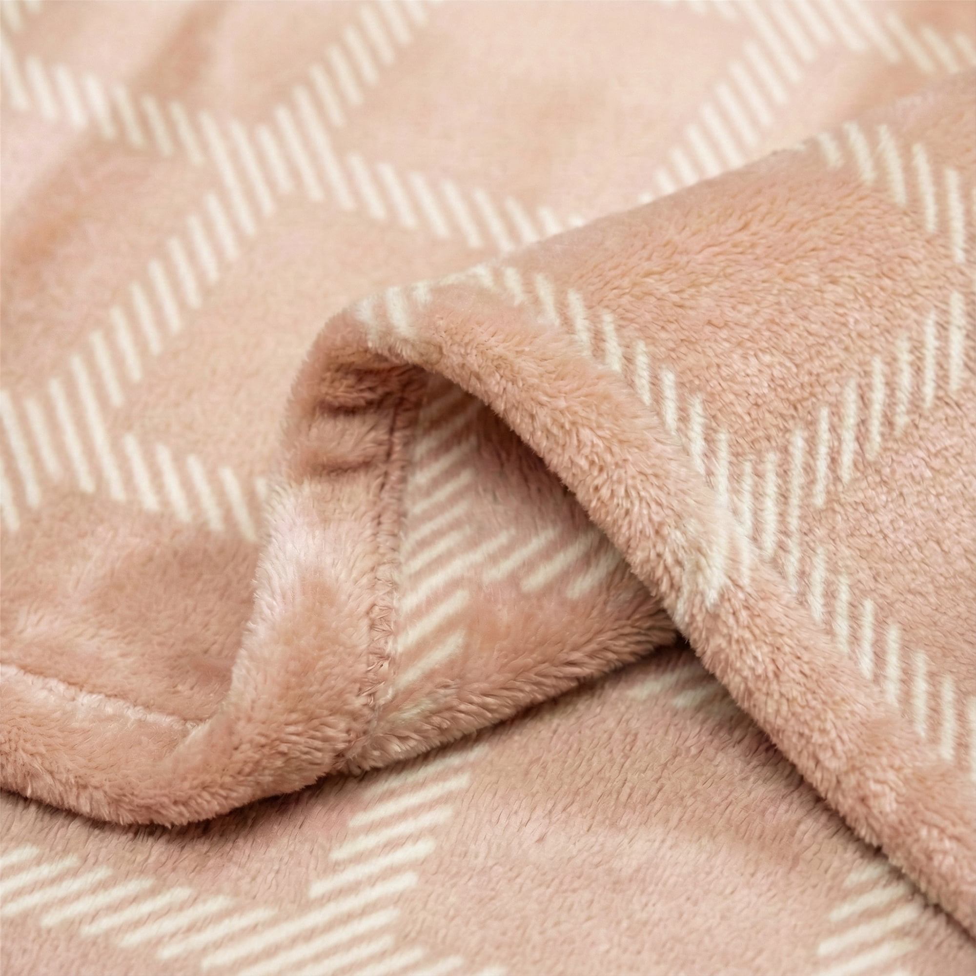 Fleece Throw Blanket - 50x60 Inch - Modern Dash Windowpane Design - Ultra Soft Warmth - Pink
