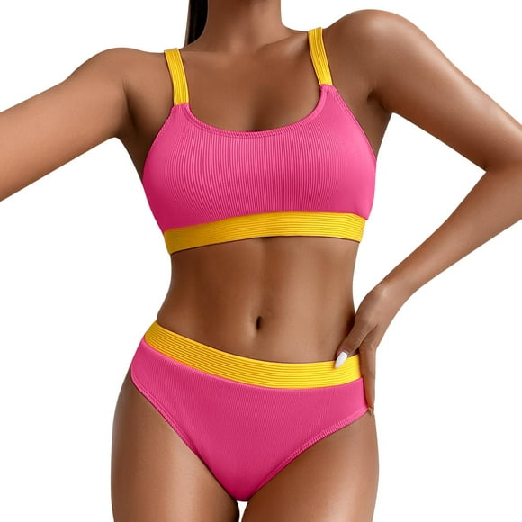 PMUYBHF Black Swimsuits for Women Swim Cap Women Adult Women High Waist Bikini Push up Bikinis Print Swimsuit Female Beachwear Swimwear