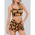 thumbnail image 6 of JYYYBF Women's Halloween Pajamas Set Pumpkin Print Cami Tops with Elastic Waist Shorts Loungewear, 6 of 9