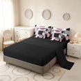 thumbnail image 4 of Manfei Buffalo Plaid King Bedding, Geometric Theme King Bed in a Bag, Pink Black Gray White, Black Reversible 7pcs, 4 of 6