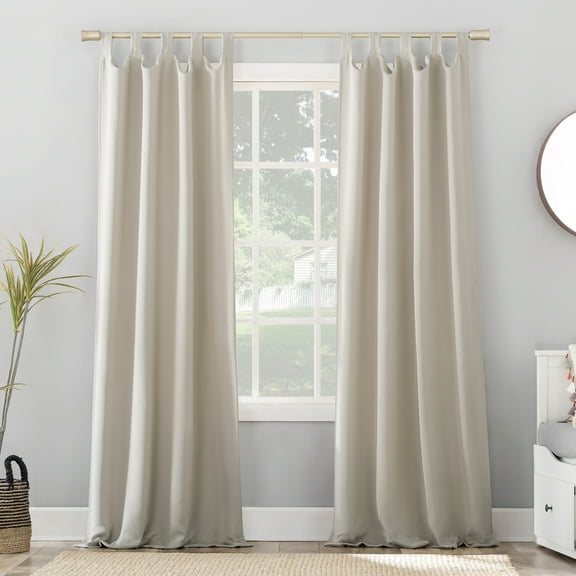 Sun Zero Brant Energy Saving Blackout Tab Top Curtain Panel, 40"X95", Pearl