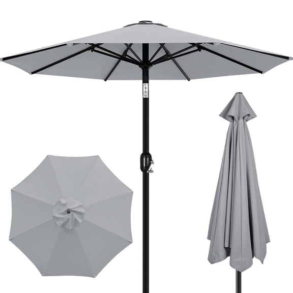 MorTime 9 FT Outdoor Patio Umbrella, Outdoor Table Market Umbrella Yard Umbrella 8 Sturdy Ribs with Push Button Tilt and Crank for Garden, Deck, Backyard, Pool and Beach