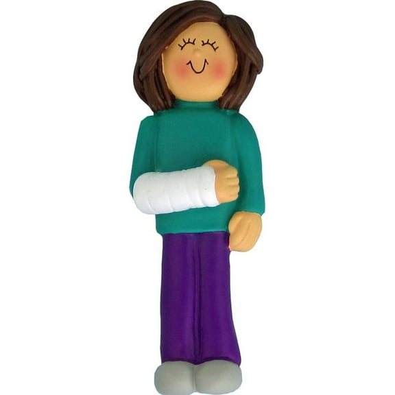 Cast on Arm Female Brown Personalized  Christmas Ornament DO-IT-YOURSELF
