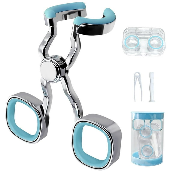 Contact Lens Applicator Tool, Eye Opener for Contacts for Easy Insertion and Removal, with Contact Lens Case, Sucker Tweezer with Soft Tip, Blue Blue