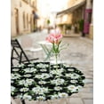 thumbnail image 4 of Fitted Round Tablecloths Table Covers 36-44in,Blossom Watercolor Daisy Flower Waterproof Elastic Edged Table Cloth for Kitchen Dining Holiday Party Tables Decor,Leaves and Floral on Black, 4 of 6