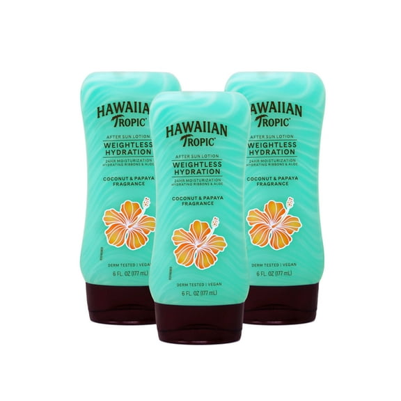 3 Pack Hawaiian Tropic Weightless Hydration After Sun Lotion, 6 Ounce