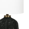 thumbnail image 6 of Kate and Laurel Wylla Modern Rattan Bedside Table Lamp, 8 x 8 x 18, Black Rattan, Decorative Woven Tabletop Desk Lamp with Linen Shade for Living Room Decor, 6 of 10