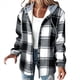 thumbnail image 1 of Camisas A Cuadros para Mujer, Chaqueta de Larga con Botones y Forro , Sudadera con Capucha, Blusa Informal de Moda. Negro XL, 1 of 6