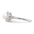 thumbnail image 4 of Sterling Silver Rhodium-plated FW Cultured Pearl & Diamond Ring, 4 of 6