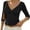 Black, variant on Women Vintage 3/4 Long Sleeve Wrap V Neck Tshirt Tops Slim Fit Open Back Y2k Girls Summer Going Out Tee Black M
