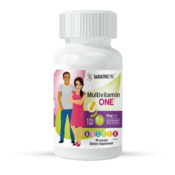 BariatricPal Multivitamin ONE "1 per Day!" Bariatric Multivitamin Capsule with 18mg Iron Size: 3-Month Supply
