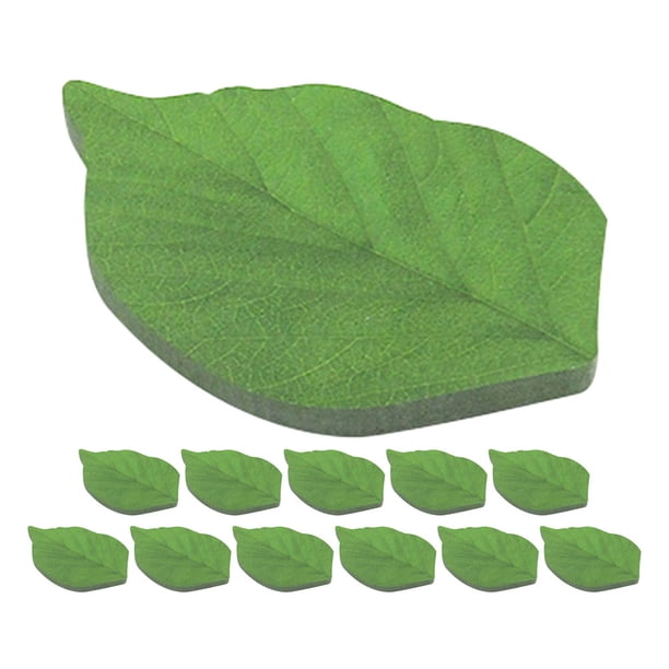 12 paquetes de notas adhesivas de hojas verdes, bloc de notas de papel, bonitos suministros para tomar notas, decoración para el hogar, la oficina y la escuela