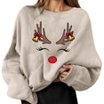thumbnail image 2 of Christmas Sweatshirt for Men Women Long Sleeve Crewneck Loose Casual Funny Reindeer Face Graphic Sweatshirts Pullover Tops, 2 of 7