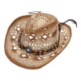 thumbnail image 1 of BRIGHTFUFU Western Cowboy Hat ancho de borde ancho Sombrero de actuación unisex Capas de vaquero de paja, 1 of 7