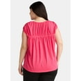 thumbnail image 5 of Terra & Sky Women's Plus Size Shirred Tie Top, 5 of 5